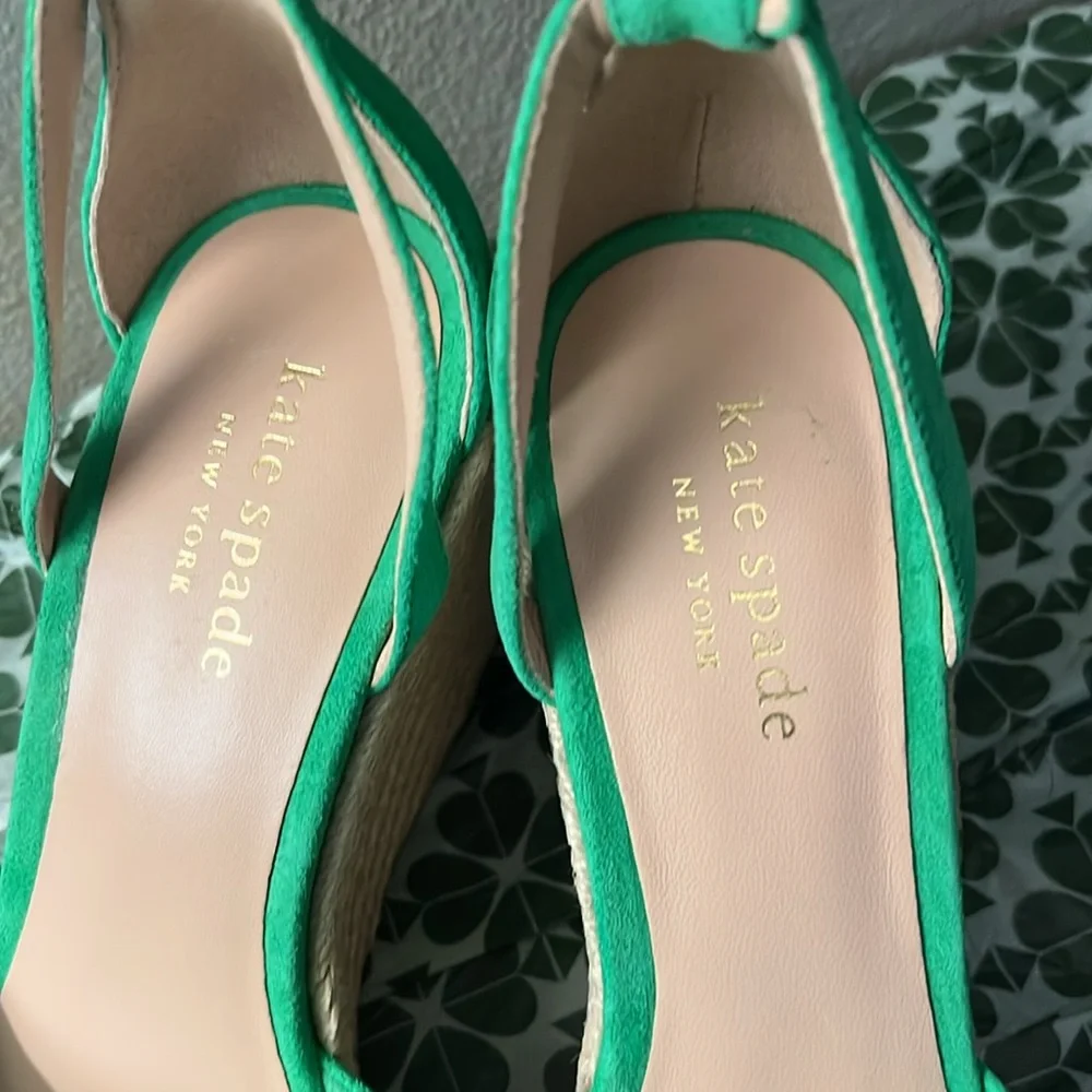 Kate Spade New York Tianna Green Knot Detail Espadrills Wedge Sandals sz 5.5 NWT